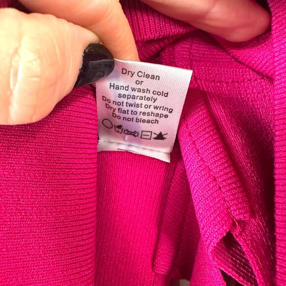 NBD Revolve Fuchsia Pink Tia Criss Cross Tie Back Ribbed Jersey Cut Out Top - Picture 9 of 10
